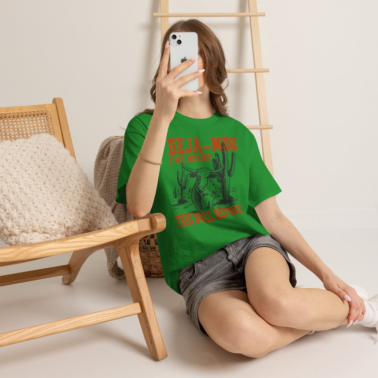 Cowboy Graphic Tee — “Deja-Moo I’ve Heard This Bull Before” Vintage Western T-Shirt