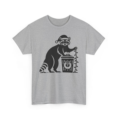 Raccoon With Christmas lights Graphic Tee — Cute Night Forest Animal Shirt