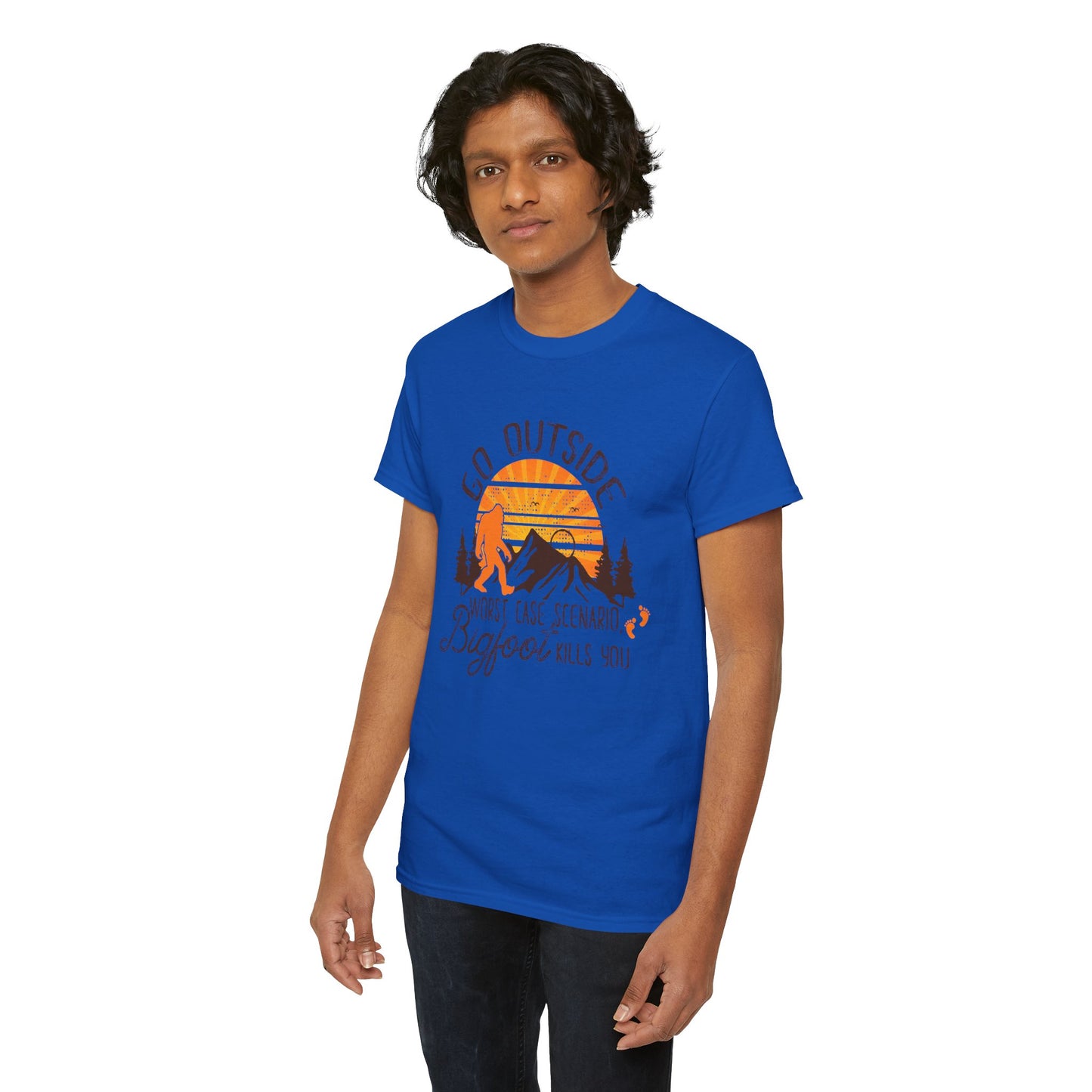 Go Outside Bigfoot Tee — Funny Outdoor Camping T‑Shirt (Worst Case Scenario Bigfoot Kills You)