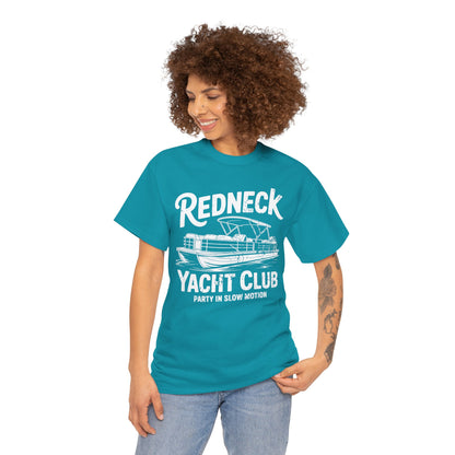 Redneck Yacht Club white T-Shirt — "Party in Slow Motion" Boating Tee