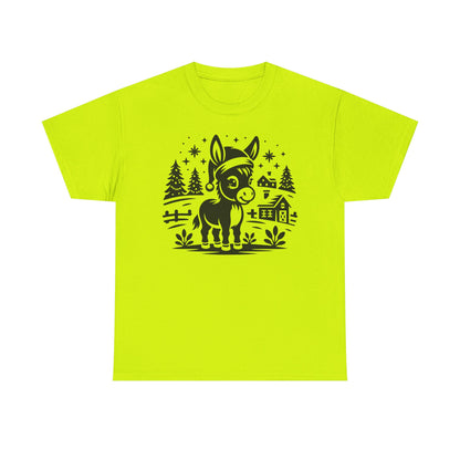 Donkey Farmhouse Christmas Tee — Cute Rustic Donkey Graphic T-Shirt