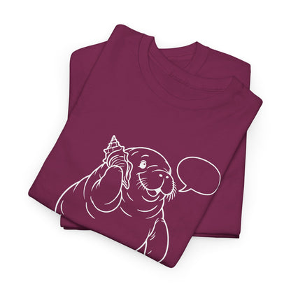 Chubby Mermaid Shell Phone Manatee T-Shirt
