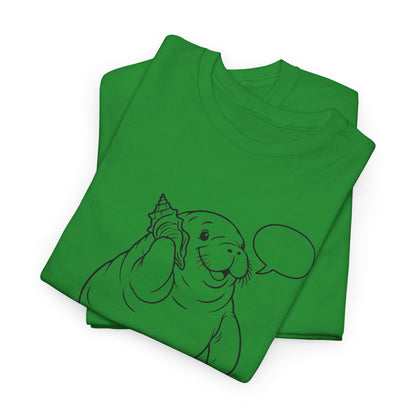 Chubby Mermaid Shell Phone Manatee T-Shirt