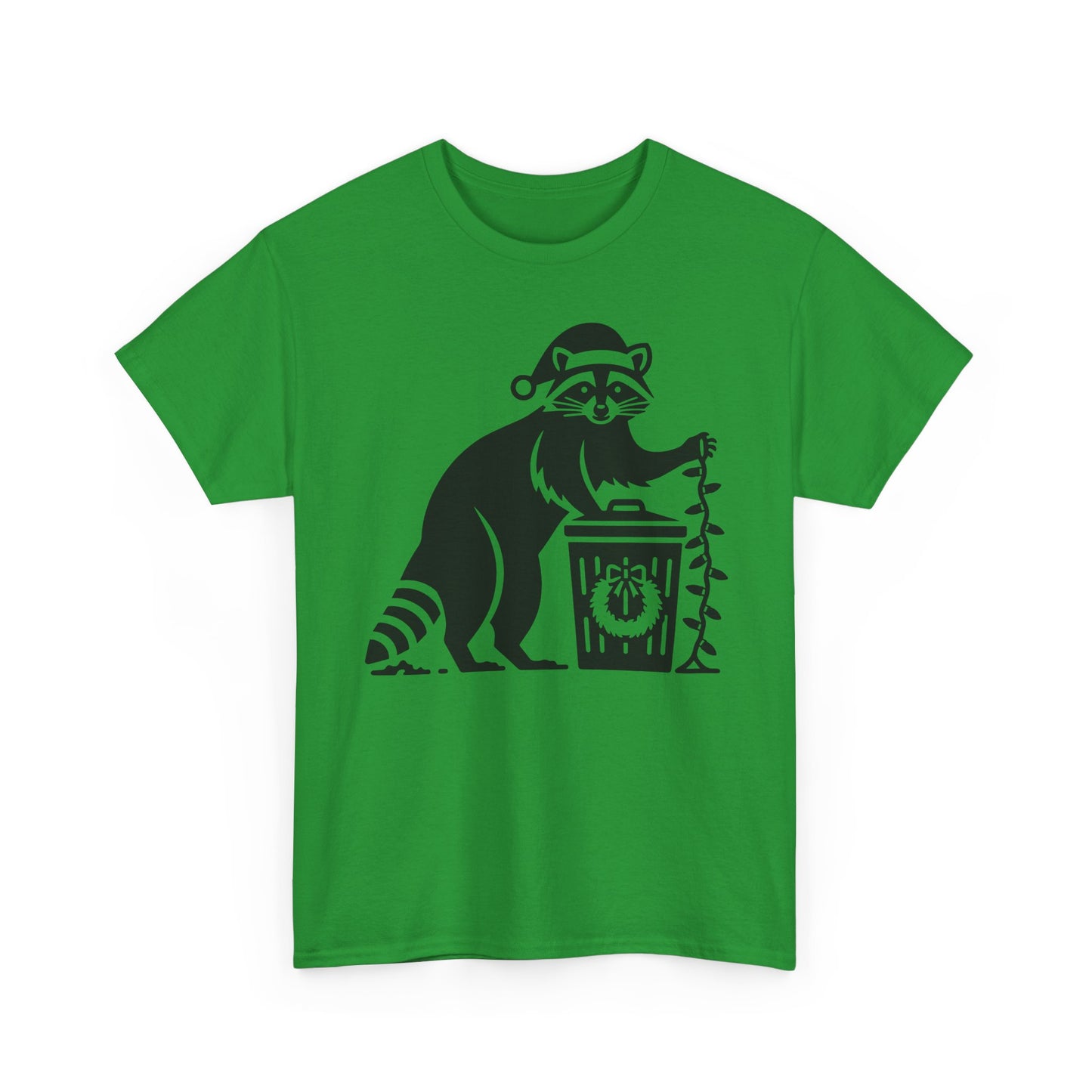 Raccoon With Christmas lights Graphic Tee — Cute Night Forest Animal Shirt