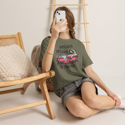Graphic Tee — "Splish Splash Your Opinion Is Trash" Raccoon Bathtub Shirt