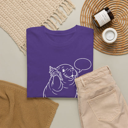 Chubby Mermaid Shell Phone Manatee T-Shirt