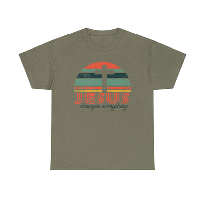 Jesus Changes Everything Tee — Retro Christian Cross Graphic Shirt