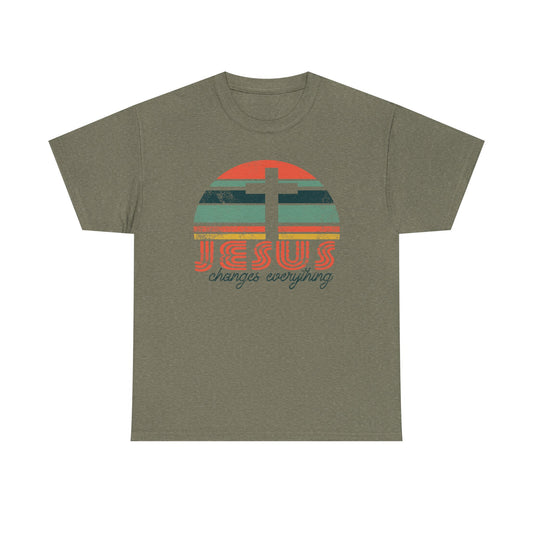 Jesus Changes Everything Tee — Retro Christian Cross Graphic Shirt
