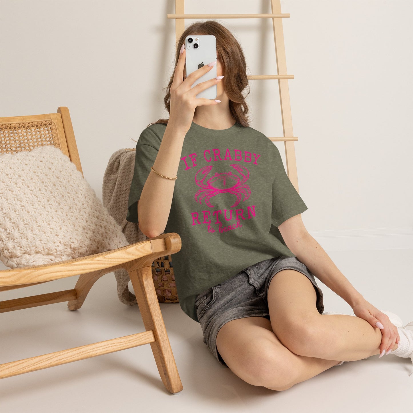 If Crabby Return to Beach T-Shirt blue– Funny Coastal Crab Tee for Beach Lovers