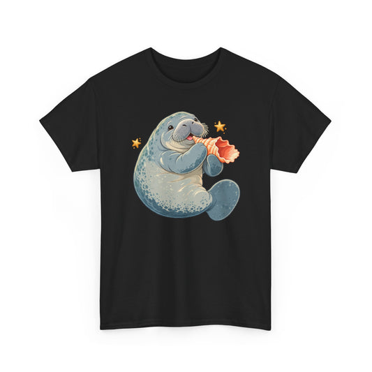 Chubby Mermaid Seashell Serenade Manatee T-Shirt