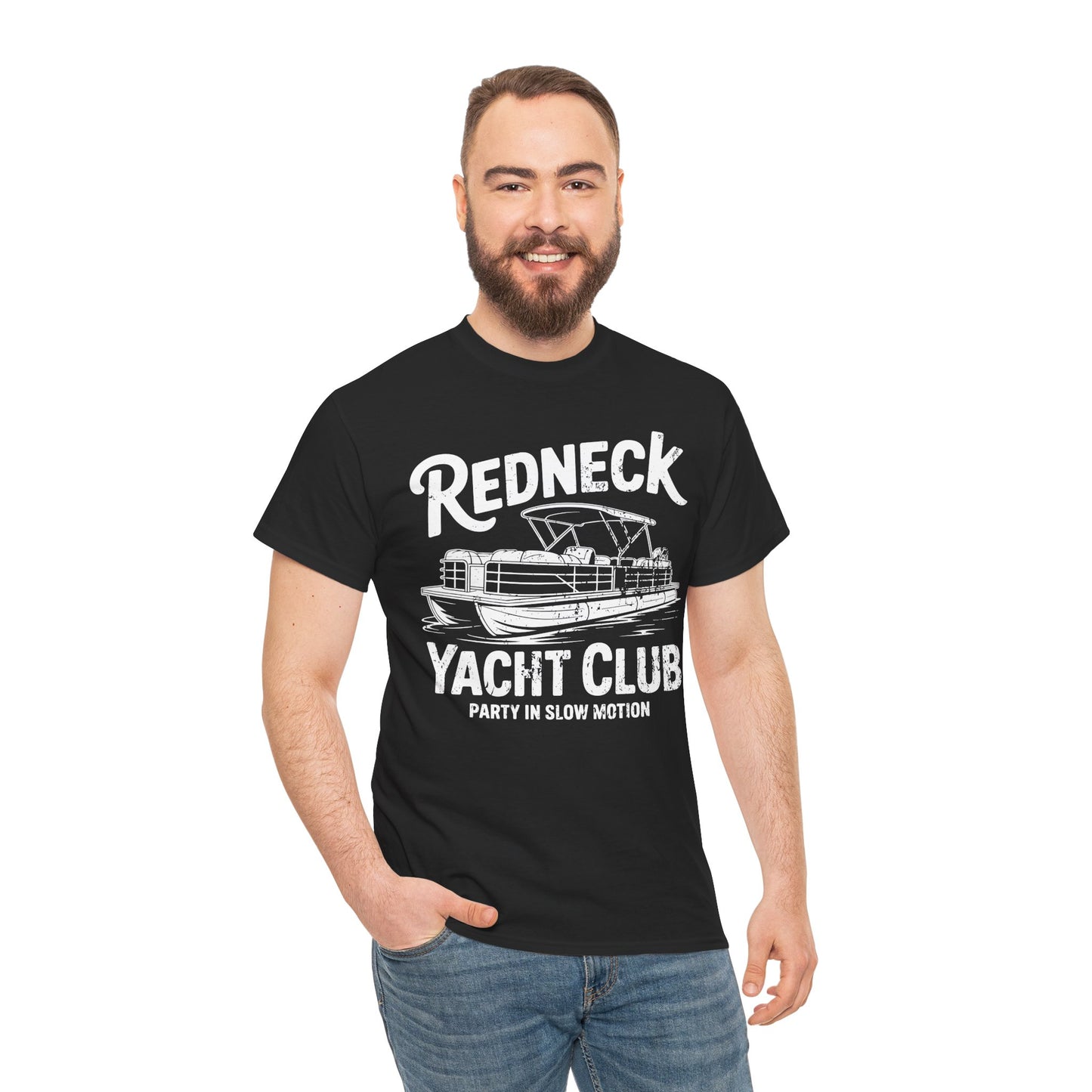 Redneck Yacht Club white T-Shirt — "Party in Slow Motion" Boating Tee
