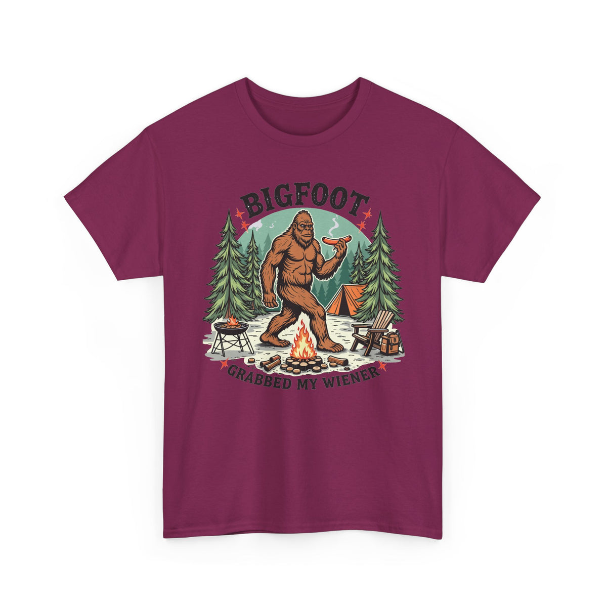 Bigfoot Grabbed My Wiener T-Shirt | Funny Camping Tee