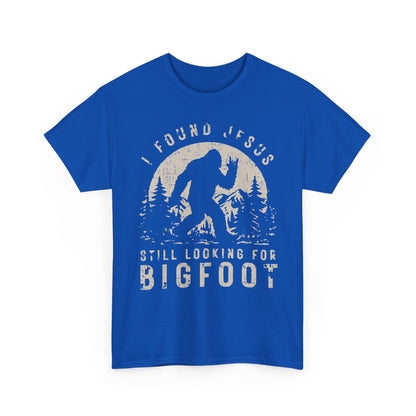 Bigfoot Graphic Tee -Tan — "I Found Jesus Still Looking for Bigfoot"