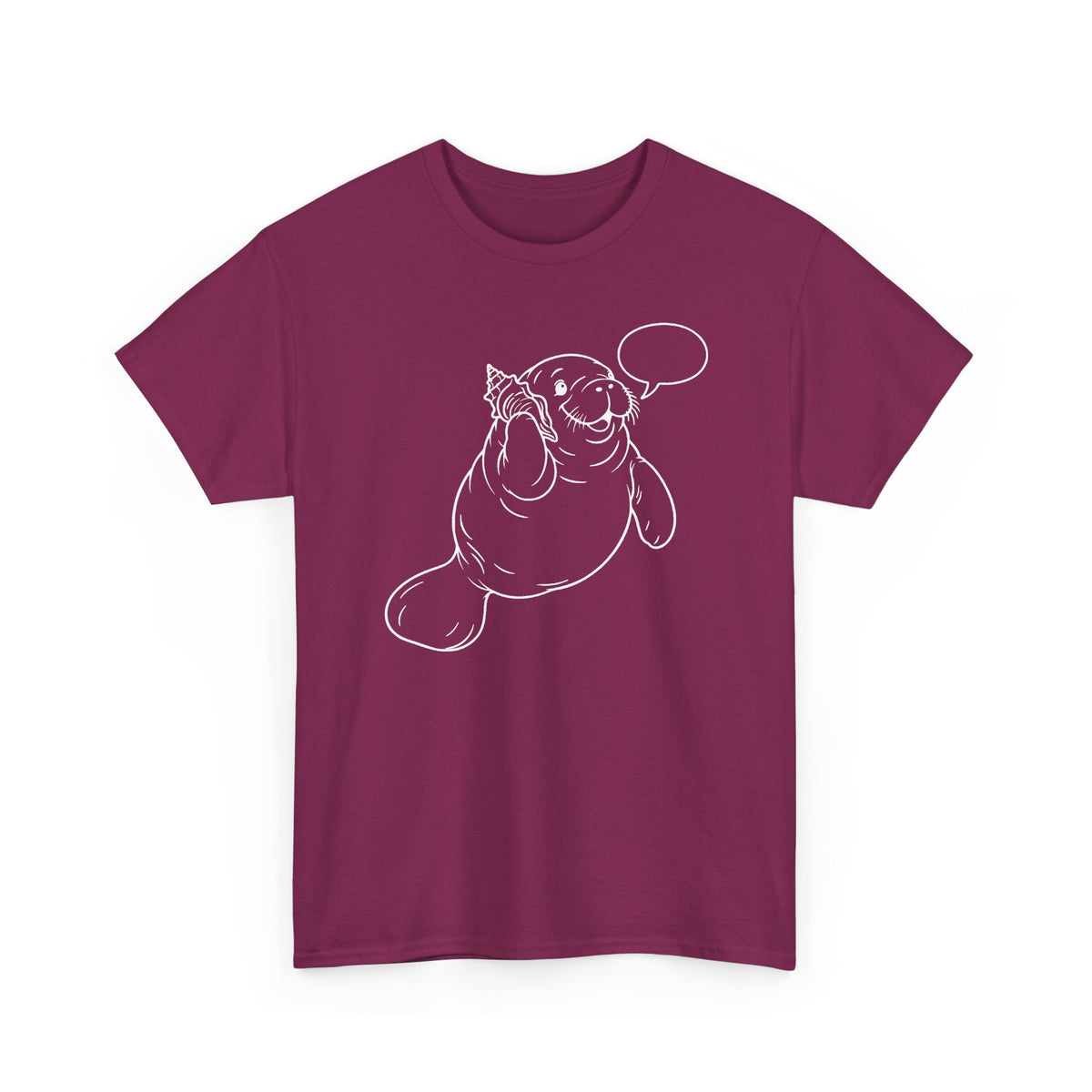 Chubby Mermaid Shell Phone Manatee T-Shirt