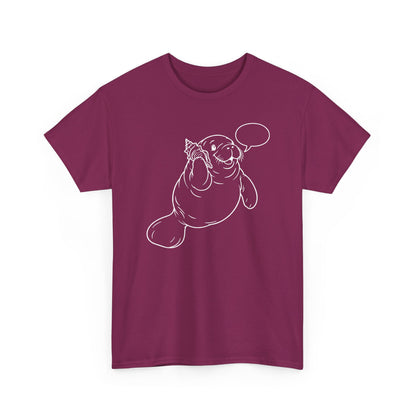 Chubby Mermaid Shell Phone Manatee T-Shirt