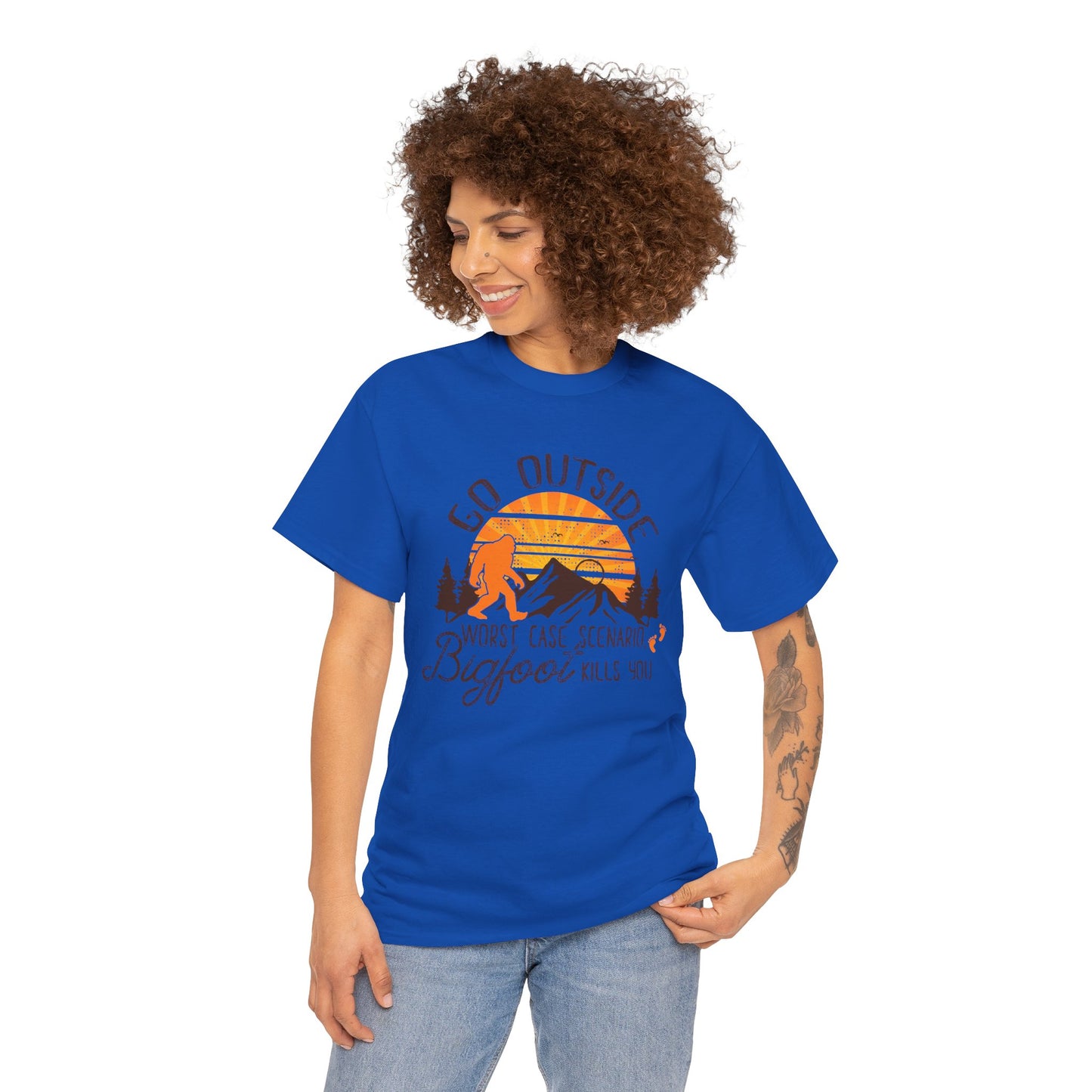 Go Outside Bigfoot Tee — Funny Outdoor Camping T‑Shirt (Worst Case Scenario Bigfoot Kills You)
