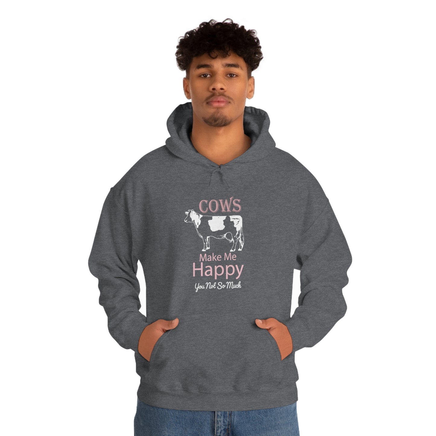 Cow Happy - Heavy Hooded Sweatshirt