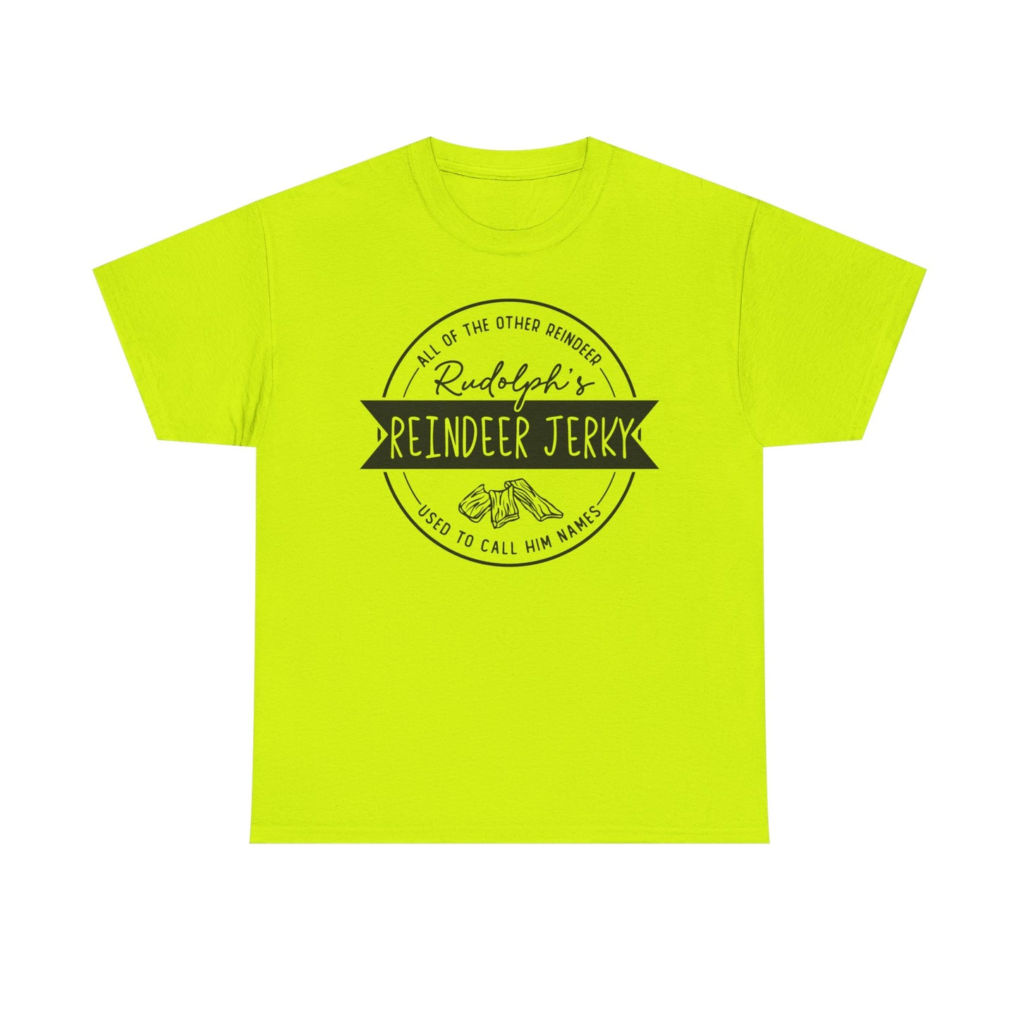 Reindeer Jerky Vintage Badge Tee — Funny Christmas Holiday Shirt