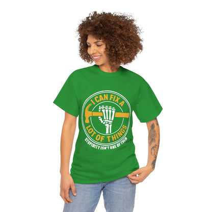 I Can Fix A Lot Of Things T-Shirt — Funny Mechanic Skeleton Wrench Tee