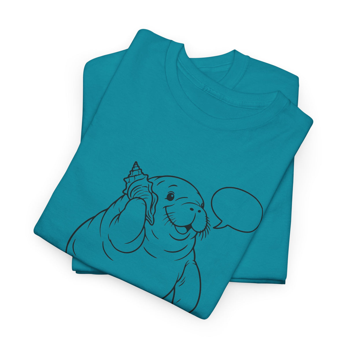 Chubby Mermaid Shell Phone Manatee T-Shirt