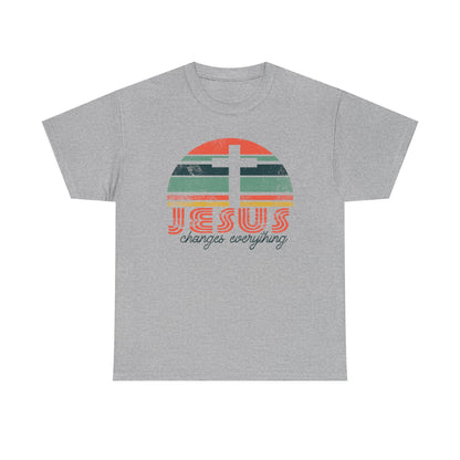 Jesus Changes Everything Tee — Retro Christian Cross Graphic Shirt