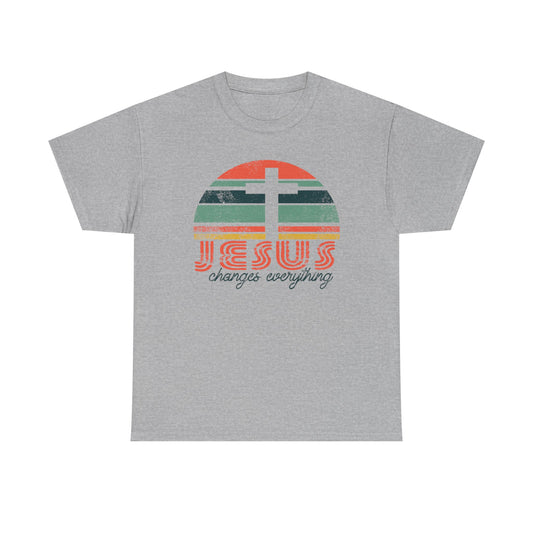 Jesus Changes Everything Tee — Retro Christian Cross Graphic Shirt