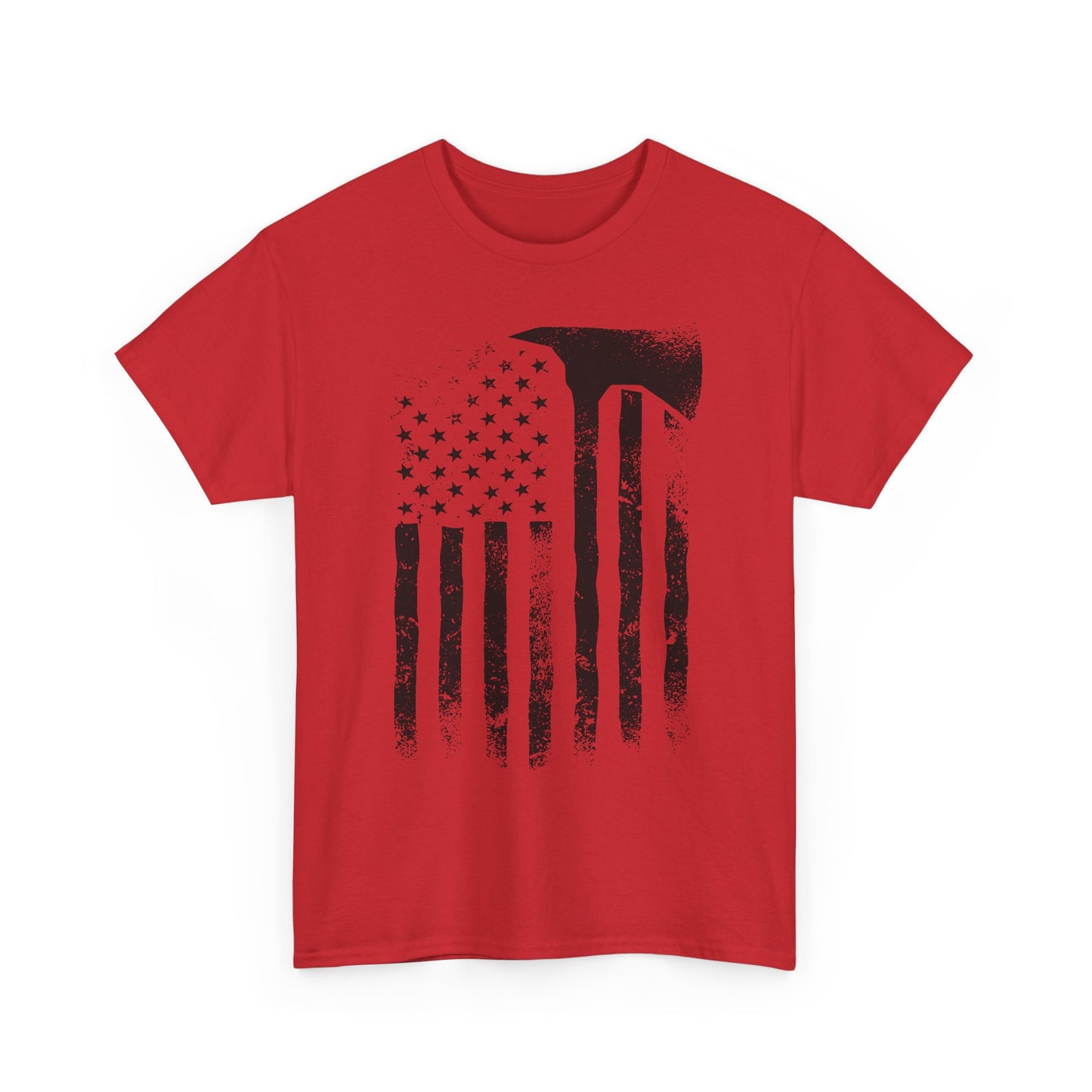 American Flag Axe T-Shirt — Distressed Patriotic Firefighter Tee