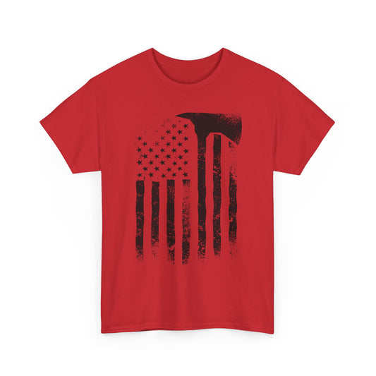 American Flag Axe T-Shirt — Distressed Patriotic Firefighter Tee