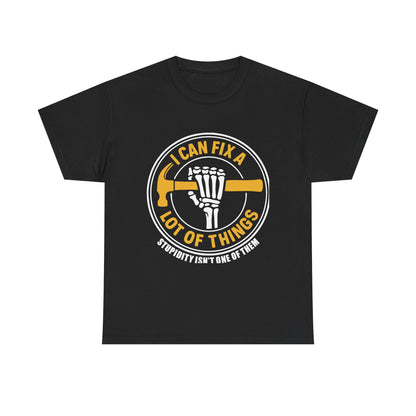 I Can Fix A Lot Of Things T-Shirt — Funny Mechanic Skeleton Wrench Tee