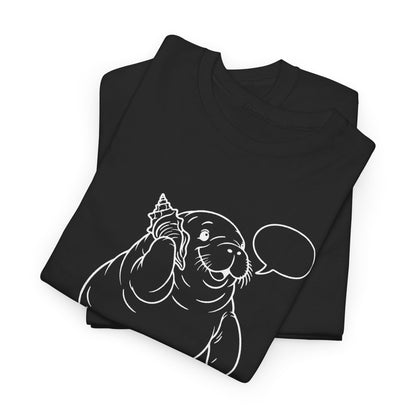 Chubby Mermaid Shell Phone Manatee T-Shirt