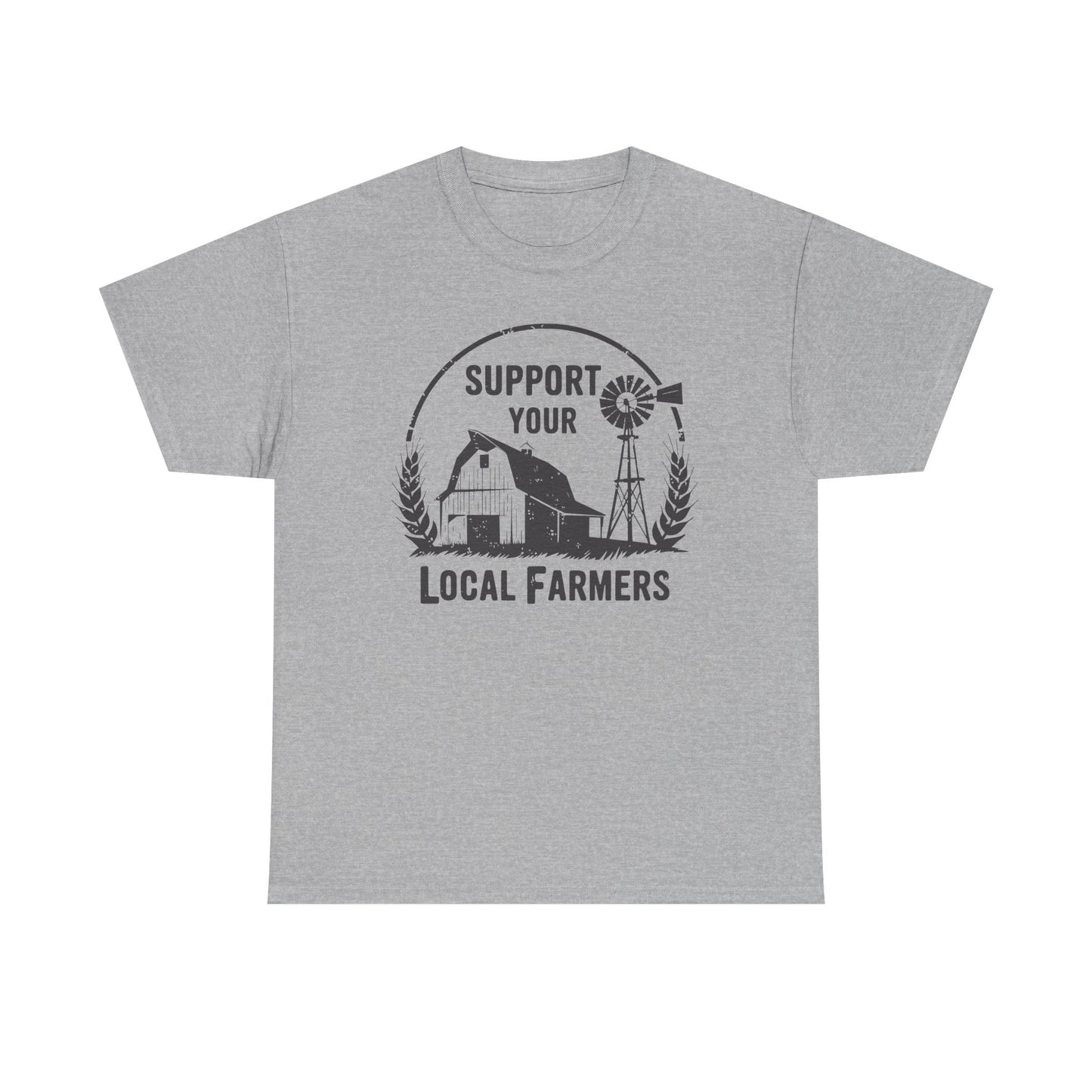 Support Your Local Farmers Tee — Rustic Farmhouse Barn & Windmill T‑Shirt
