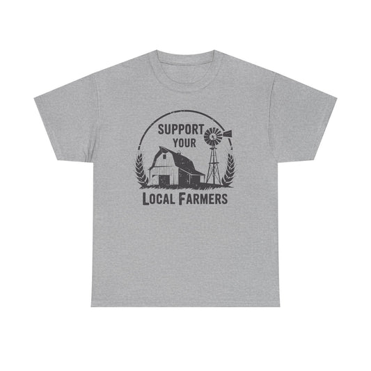 Support Your Local Farmers Tee — Rustic Farmhouse Barn & Windmill T‑Shirt