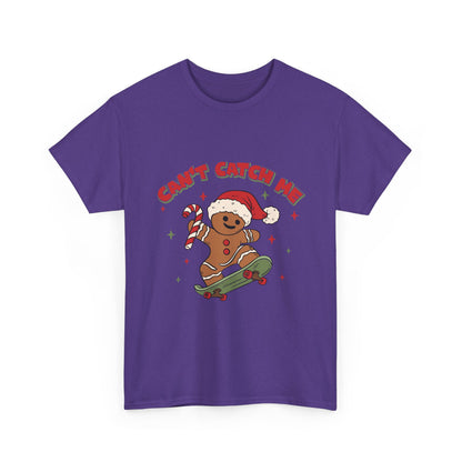 Gingerbread Skateboard Tee - "Can't Catch Me" Christmas T-Shirt