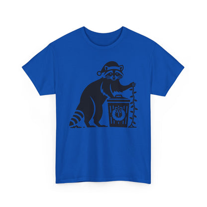 Raccoon With Christmas lights Graphic Tee — Cute Night Forest Animal Shirt