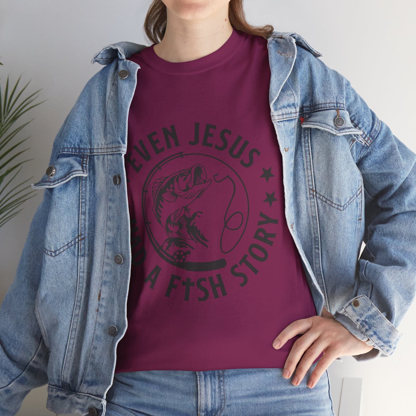 Fishing Tee — "Even Jesus Had a Fish Story" Christian Outdoors Shirt