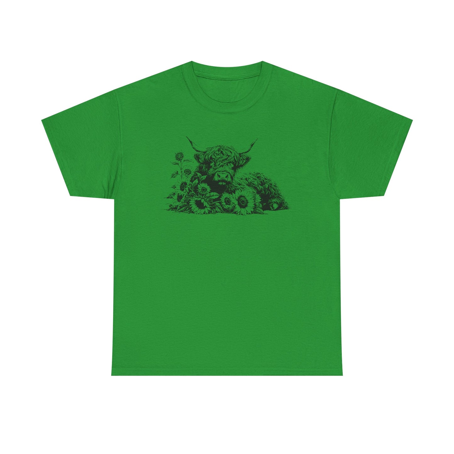 Highland Cow & Sunflowers T‑Shirt — Vintage Farm Animal Graphic Tee