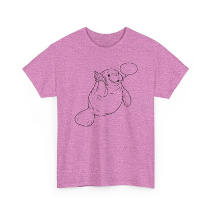 Chubby Mermaid Shell Phone Manatee T-Shirt