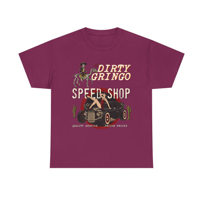 Dirty Gringo Speed Shop T-Shirt — Retro Hot Rod Garage Tee