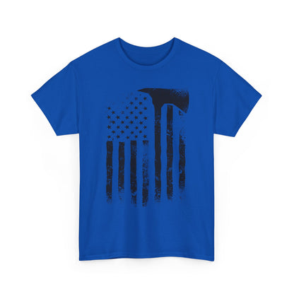 American Flag Axe T-Shirt — Distressed Patriotic Firefighter Tee