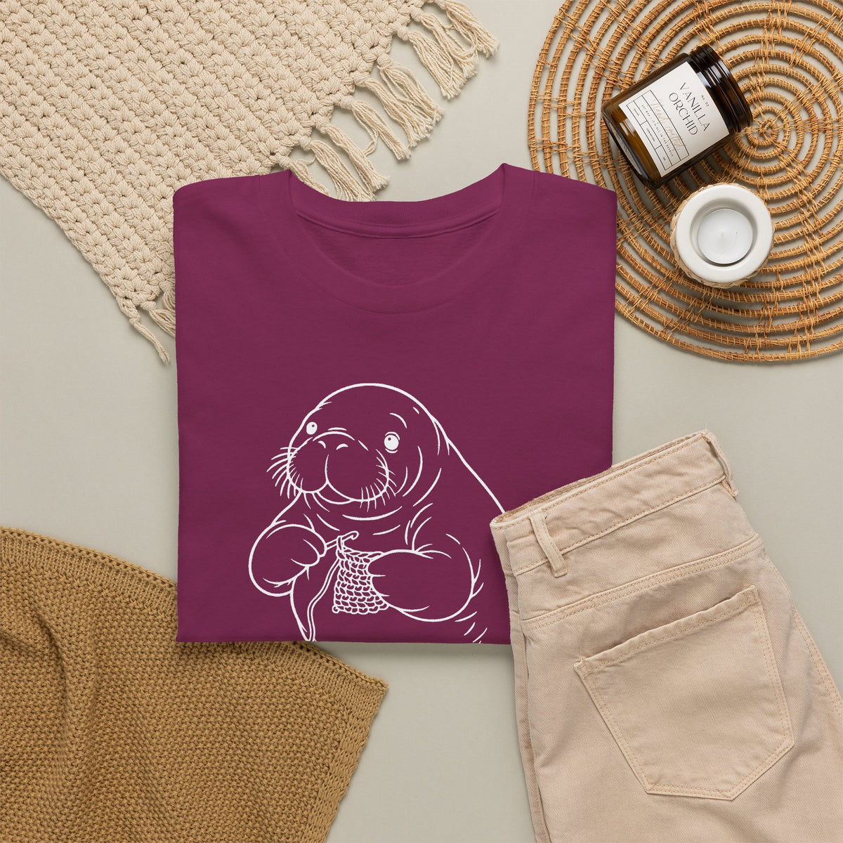 Chubby Mermaid Coastal Crochet Manatee T-Shirt