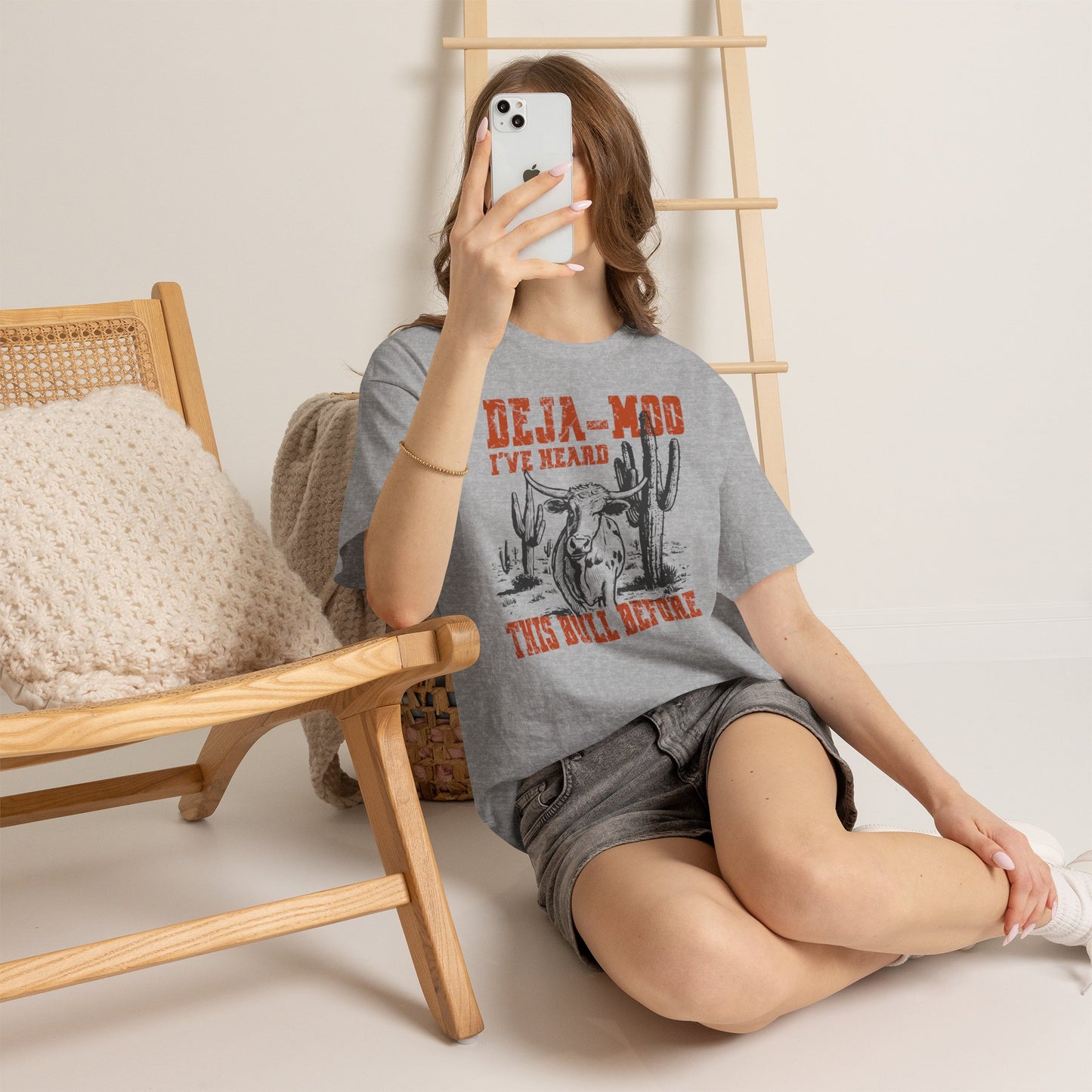 Cowboy Graphic Tee — “Deja-Moo I’ve Heard This Bull Before” Vintage Western T-Shirt