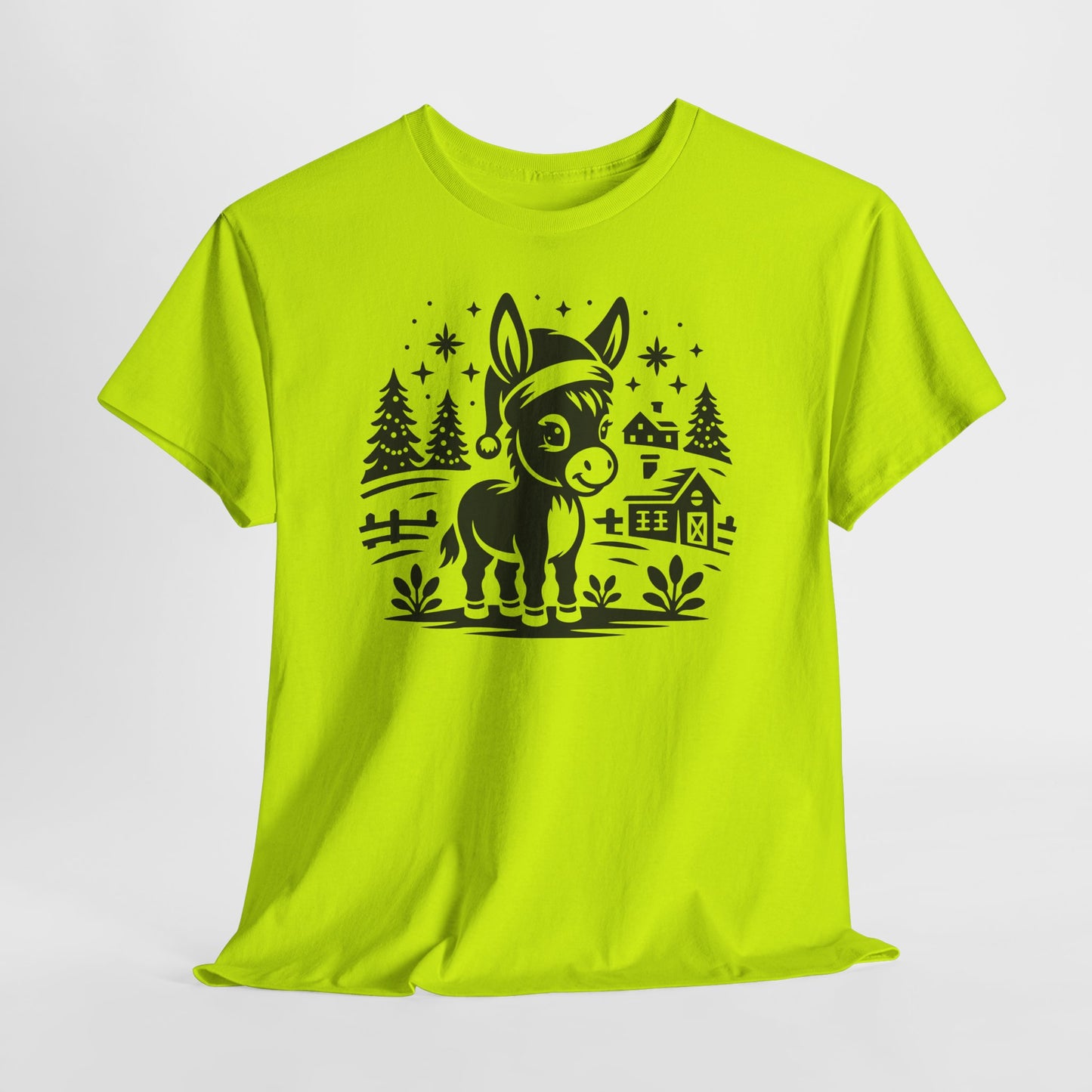 Donkey Farmhouse Christmas Tee — Cute Rustic Donkey Graphic T-Shirt