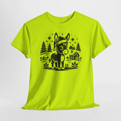 Donkey Farmhouse Christmas Tee — Cute Rustic Donkey Graphic T-Shirt