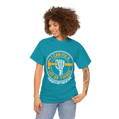 I Can Fix A Lot Of Things T-Shirt — Funny Mechanic Skeleton Wrench Tee