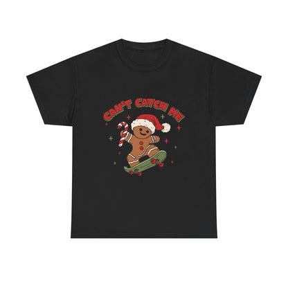 Gingerbread Skateboard Tee - "Can't Catch Me" Christmas T-Shirt