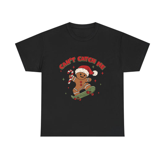 Gingerbread Skateboard Tee - "Can't Catch Me" Christmas T-Shirt