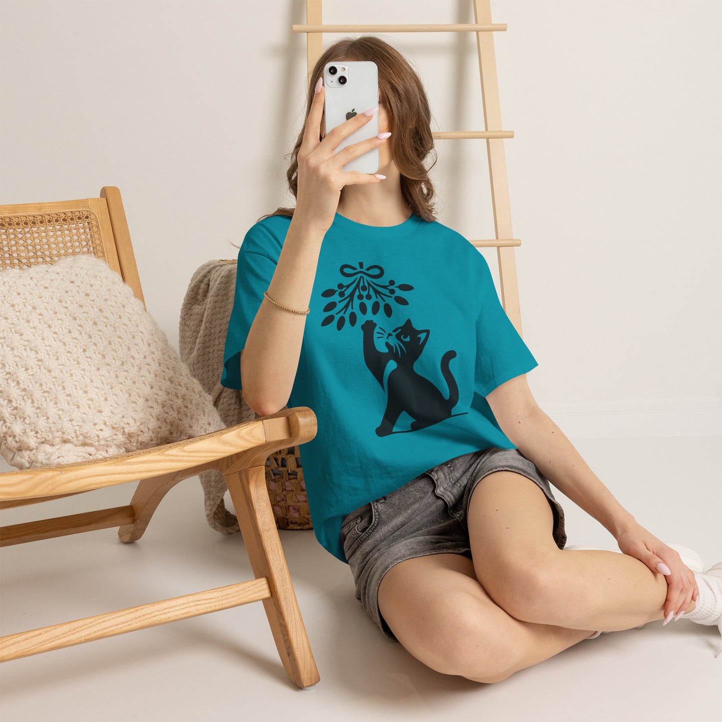 Cat Playing With Mistletoe Tee