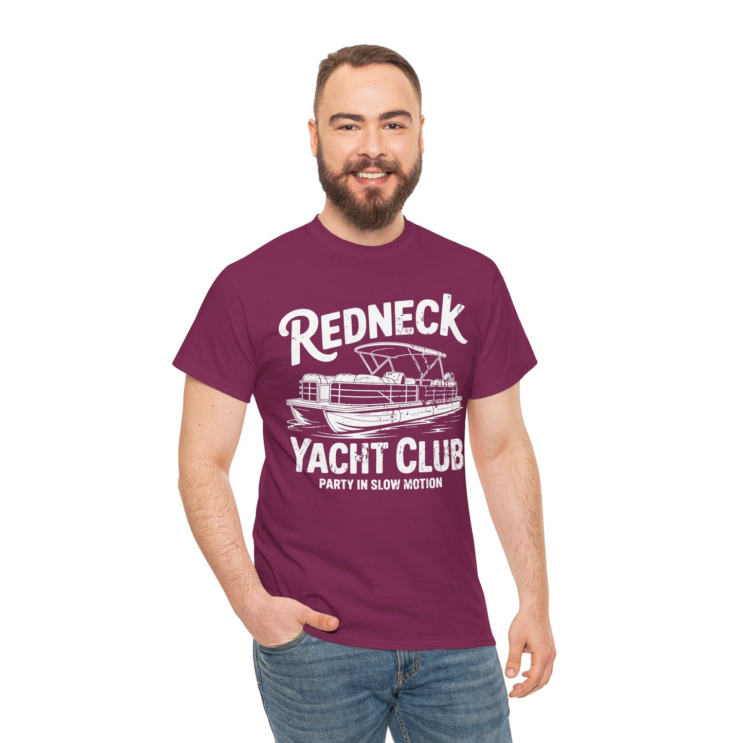 Redneck Yacht Club white T-Shirt — "Party in Slow Motion" Boating Tee