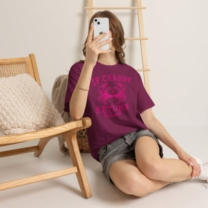 If Crabby Return to Beach T-Shirt blue– Funny Coastal Crab Tee for Beach Lovers