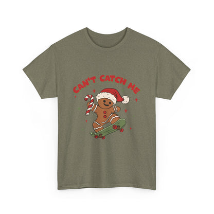 Gingerbread Skateboard Tee - "Can't Catch Me" Christmas T-Shirt